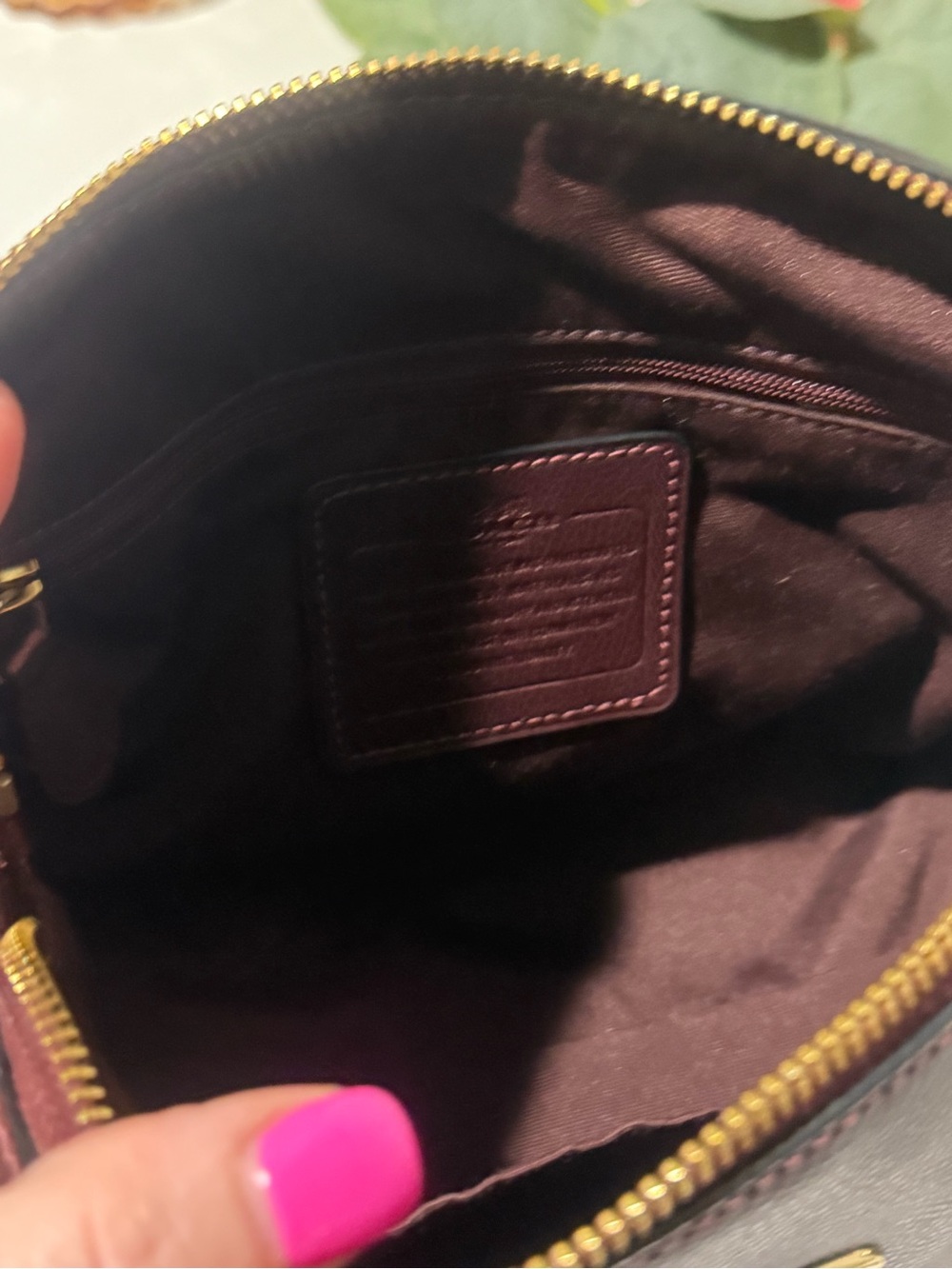 Coach Metallic Burgundy Leather Satchel with Gold Hardware and Detachable Strap - Picture 10 of 13